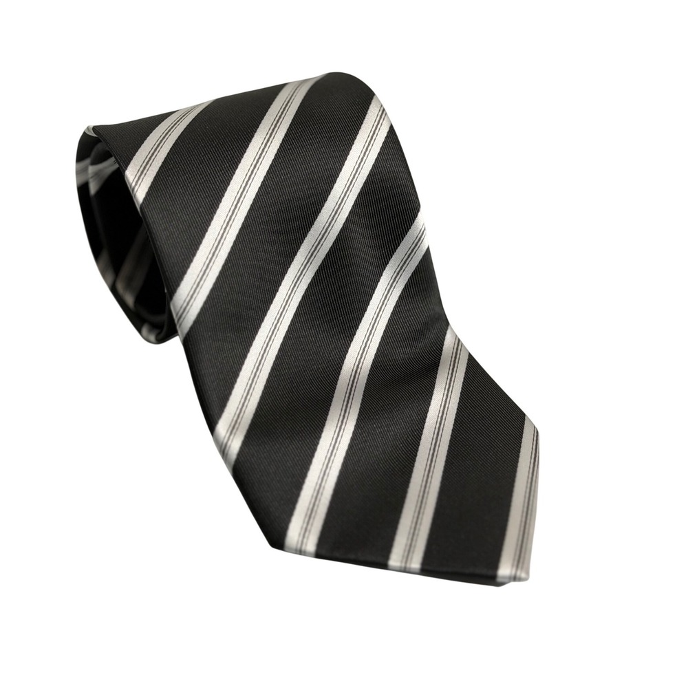 Covington Necktie Black Silver Striped Classic Formal Business Professional Men